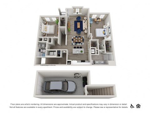 Floor plan for 2 beds, 2 baths, 1466 sqft